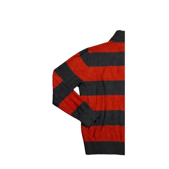 Tommy Hilfiger Sweater Men's Long Sleeve Striped Dual Zipper Gray Orange XL - Picture 10 of 13